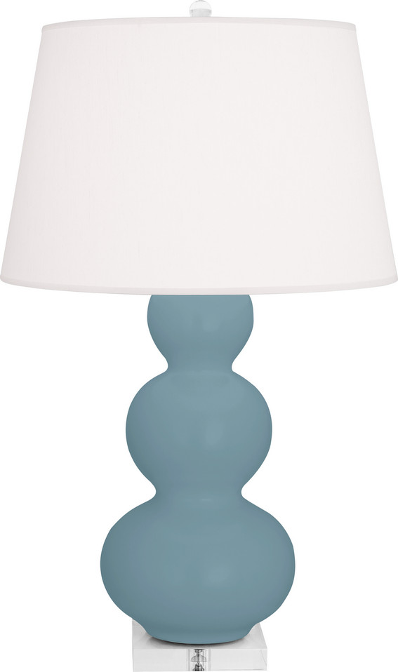Robert Abbey - MOB43 - One Light Table Lamp - Triple Gourd - Matte Steel Blue Glazed Ceramic w/Lucite