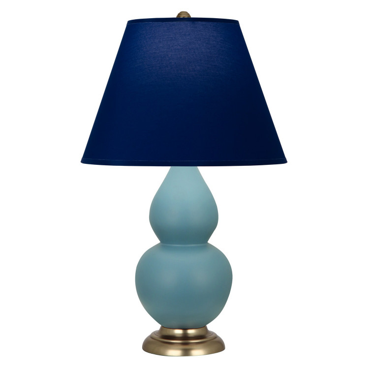 Robert Abbey - MOB50N - One Light Accent Lamp - Small Double Gourd - Matte Steel Blue Glazed Ceramic w/Antique Natural Brass