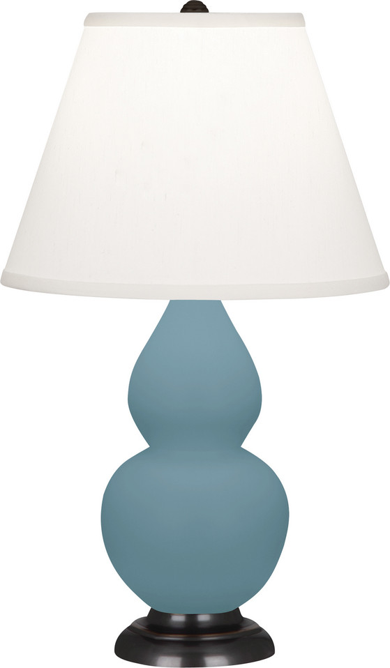 Robert Abbey - MOB51 - One Light Accent Lamp - Small Double Gourd - Matte Steel Blue Glazed Ceramic w/Deep Patina Bronze