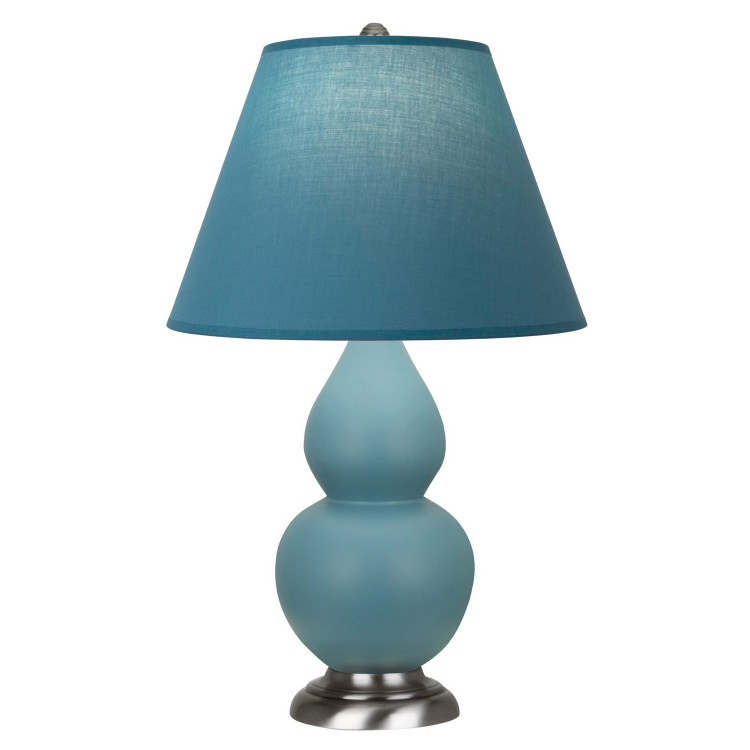 Robert Abbey - MOB52B - One Light Accent Lamp - Small Double Gourd - Matte Steel Blue Glazed Ceramic w/Antique Silver
