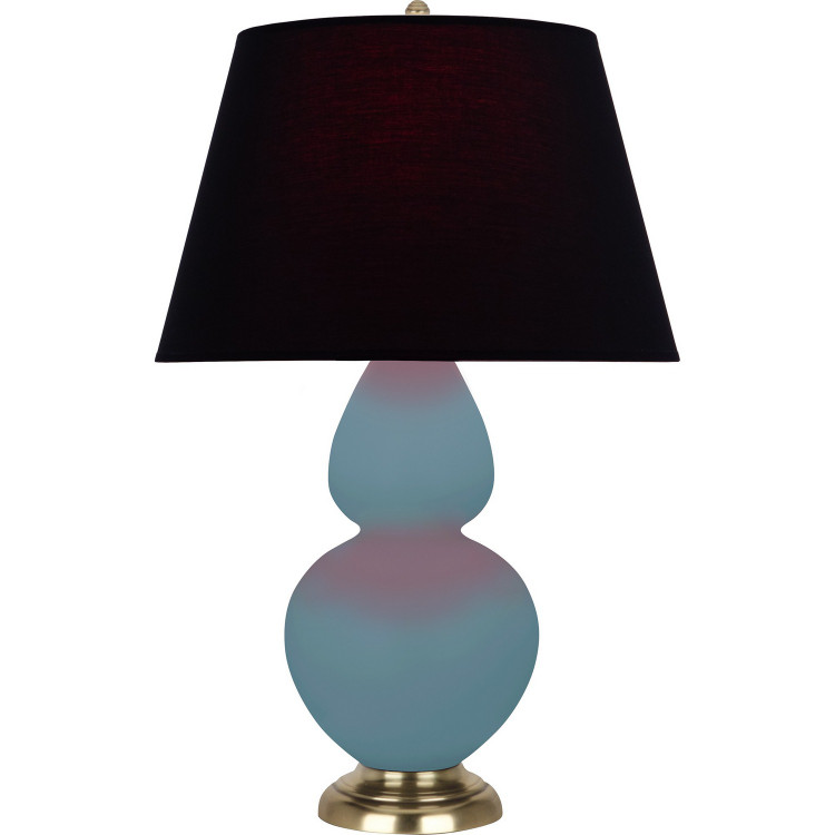 Robert Abbey - MOB55K - One Light Table Lamp - Double Gourd - Matte Steel Blue Glazed Ceramic w/Antique Natural Brass
