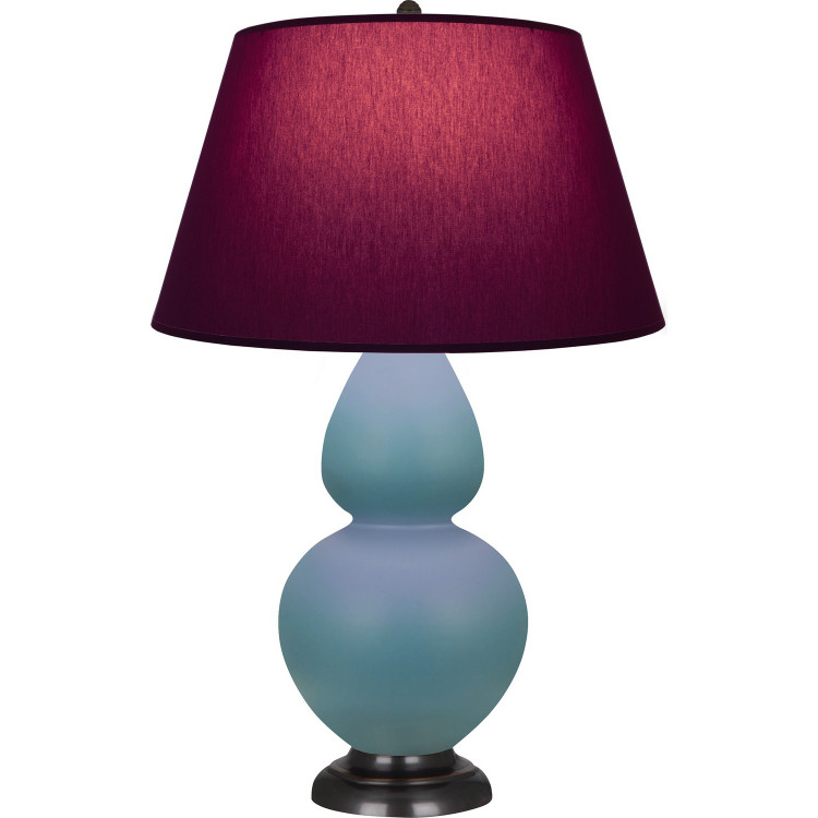Robert Abbey - MOB57P - One Light Table Lamp - Double Gourd - Matte Steel Blue Glazed Ceramic w/Deep Patina Bronze