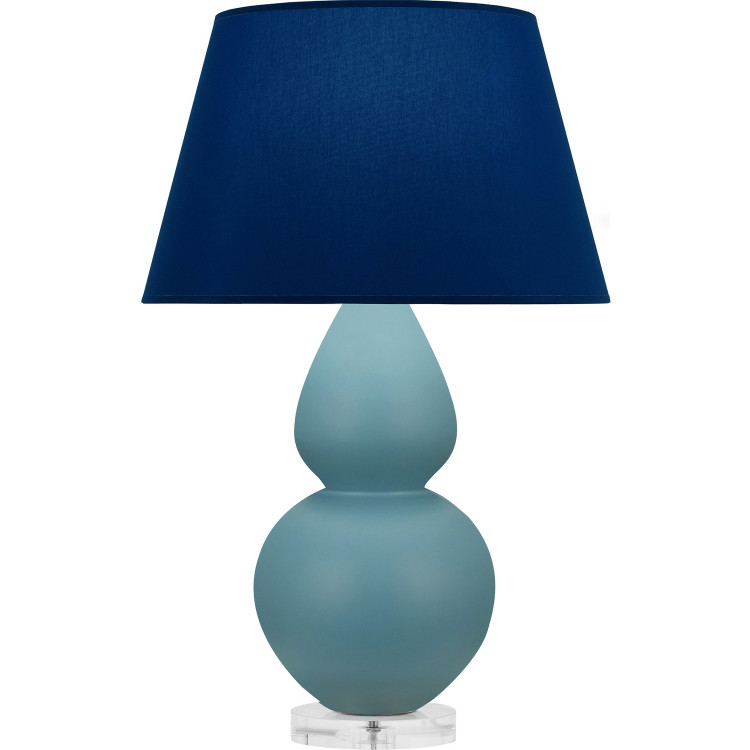 Robert Abbey - MOB62N - One Light Table Lamp - Double Gourd - Matte Steel Blue Glazed Ceramic w/Lucite