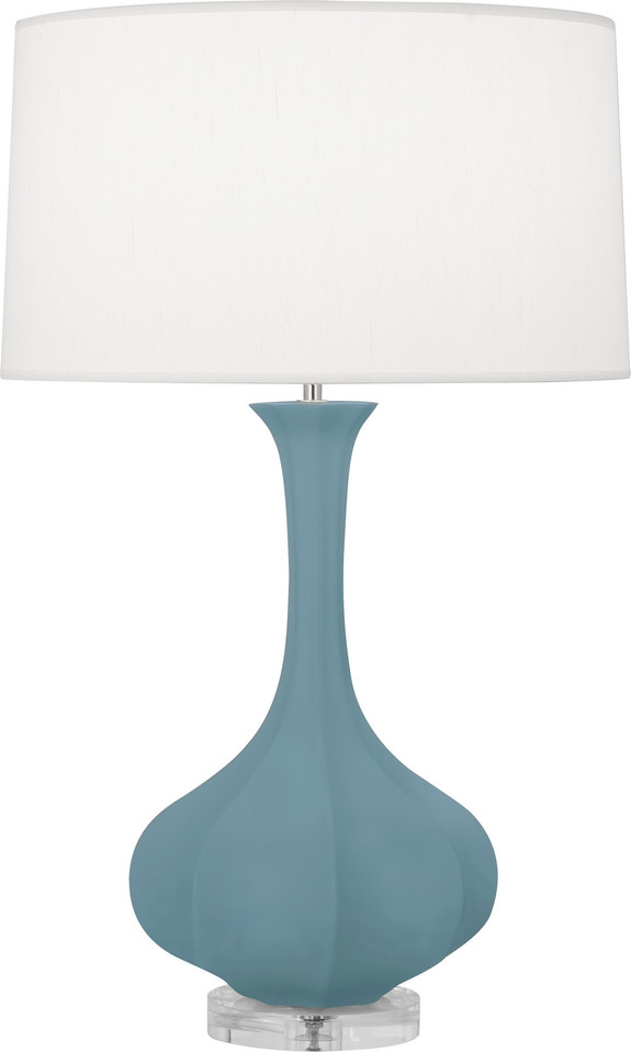 Robert Abbey - MOB96 - One Light Table Lamp - Pike - Matte Steel Blue Glazed Ceramic w/Lucite