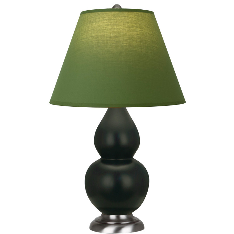 Robert Abbey - MOS12G - One Light Accent Lamp - Small Double Gourd - Matte Obsidian Glazed Ceramic w/Antique Silver