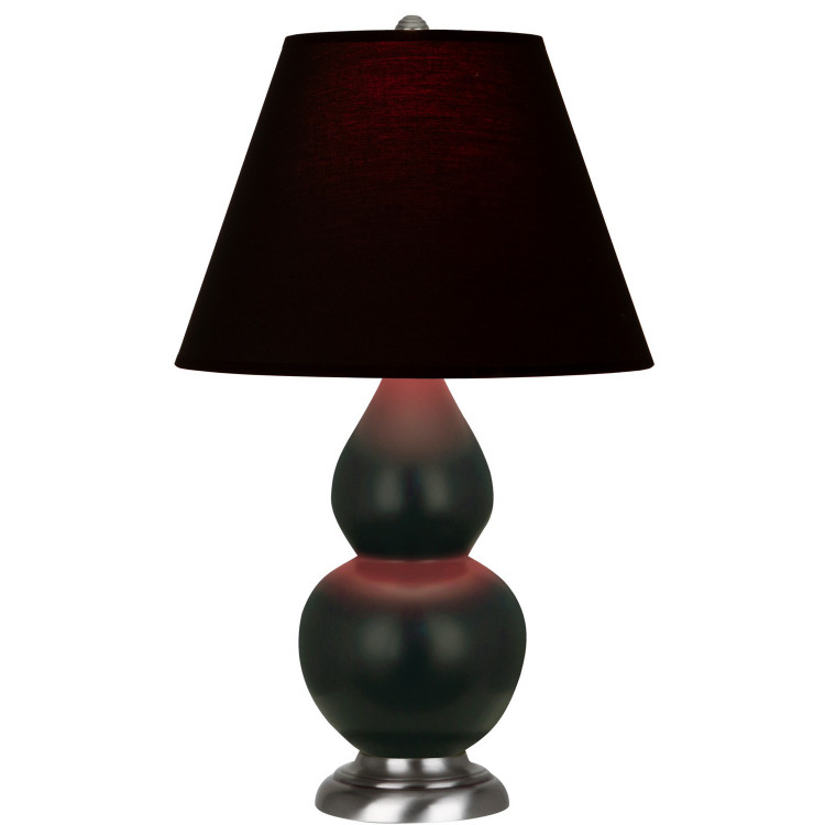 Robert Abbey - MOS12K - One Light Accent Lamp - Small Double Gourd - Matte Obsidian Glazed Ceramic w/Antique Silver