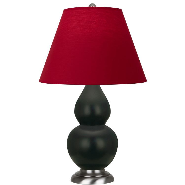 Robert Abbey - MOS12R - One Light Accent Lamp - Small Double Gourd - Matte Obsidian Glazed Ceramic w/Antique Silver