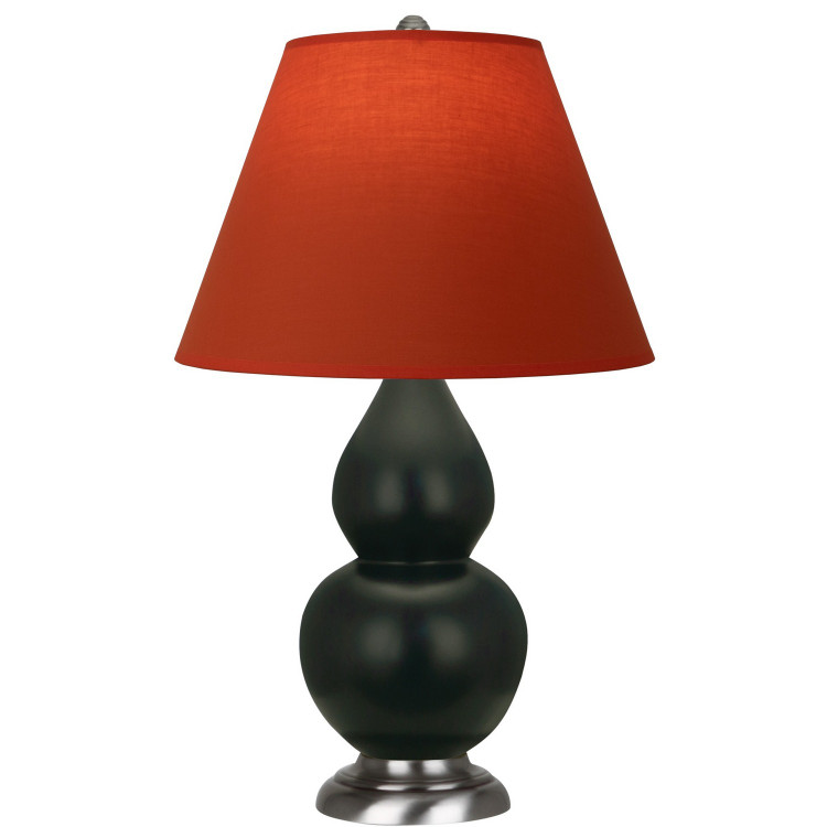 Robert Abbey - MOS12T - One Light Accent Lamp - Small Double Gourd - Matte Obsidian Glazed Ceramic w/Antique Silver