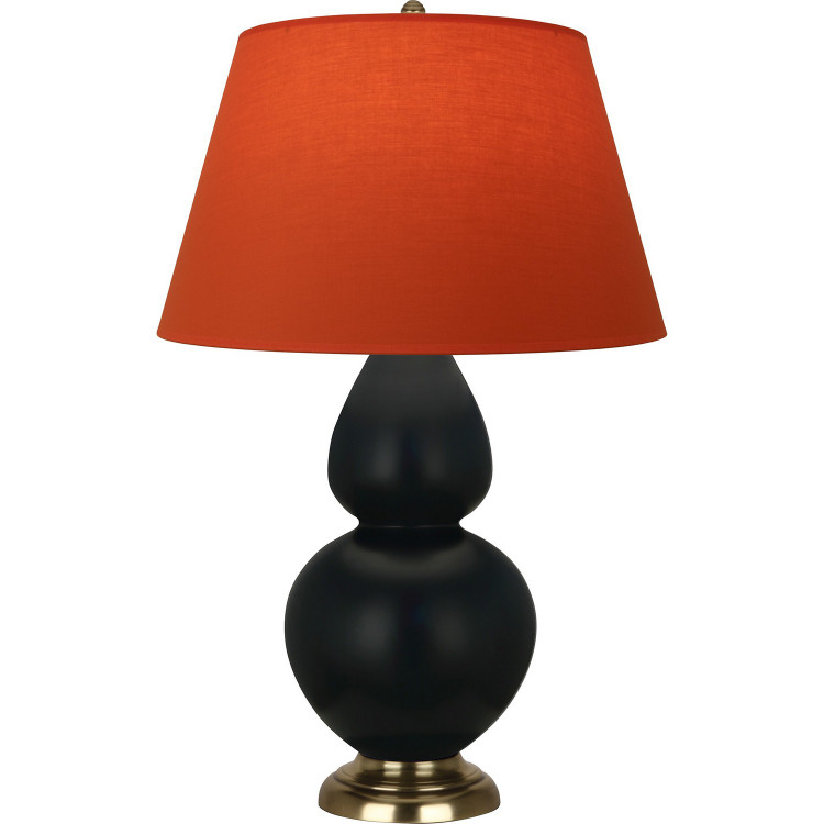 Robert Abbey - MOS20T - One Light Table Lamp - Double Gourd - Matte Obsidian Glazed Ceramic w/Antique Natural Brass