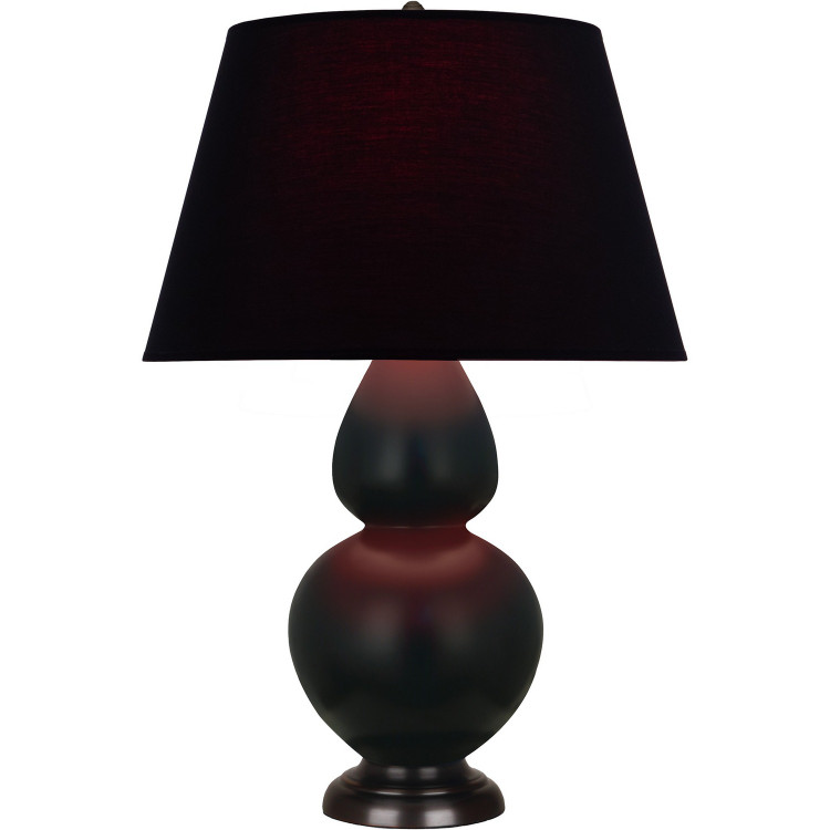 Robert Abbey - MOS21K - One Light Table Lamp - Double Gourd - Matte Obsidian Glazed Ceramic w/Deep Patina Bronze