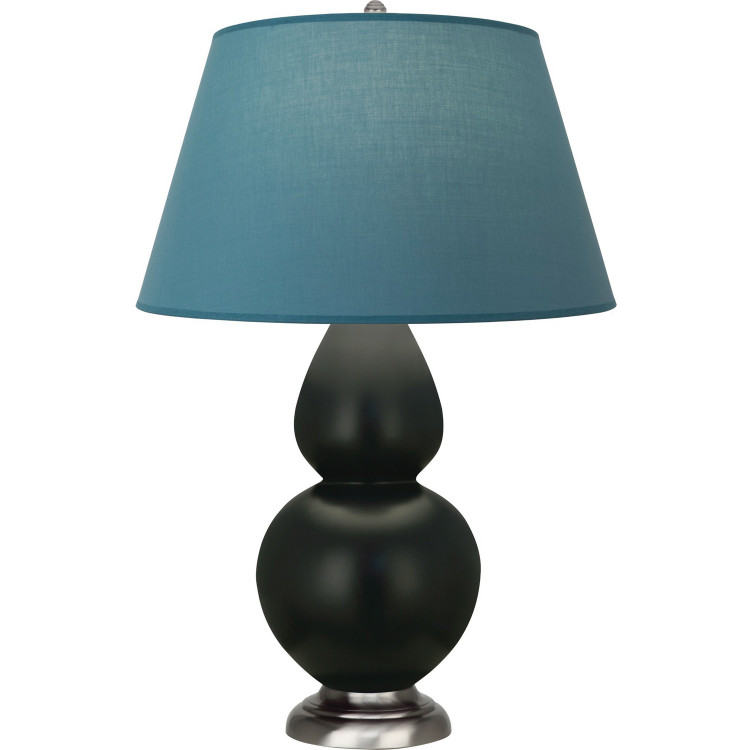 Robert Abbey - MOS22B - One Light Table Lamp - Double Gourd - Matte Obsidian Glazed Ceramic w/Antique Silver