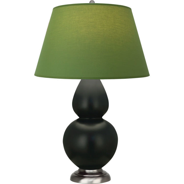 Robert Abbey - MOS22G - One Light Table Lamp - Double Gourd - Matte Obsidian Glazed Ceramic w/Antique Silver