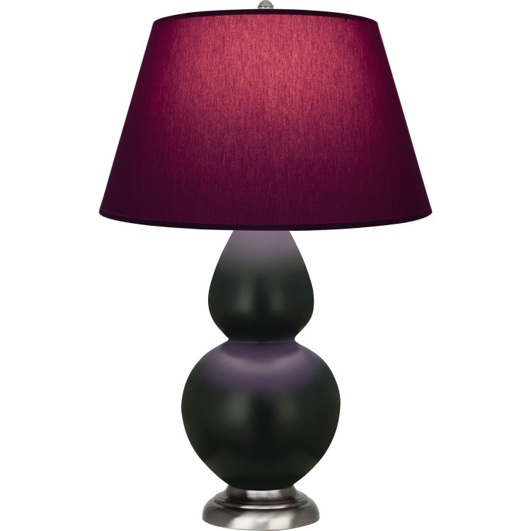 Robert Abbey - MOS22P - One Light Table Lamp - Double Gourd - Matte Obsidian Glazed Ceramic w/Antique Silver