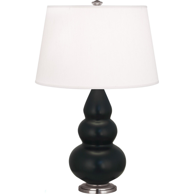 Robert Abbey - MOS32 - One Light Accent Lamp - Small Triple Gourd - Matte Obsidian Glazed Ceramic w/Antique Silver