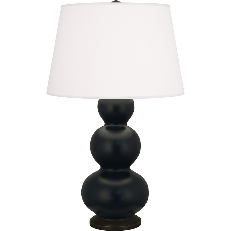 Robert Abbey - MOS41 - One Light Table Lamp - Triple Gourd - Matte Obsidian Glazed Ceramic w/Deep Patina Bronze
