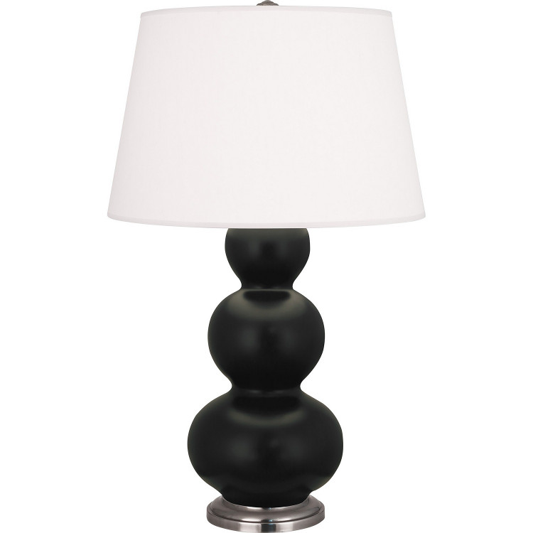 Robert Abbey - MOS42 - One Light Table Lamp - Triple Gourd - Matte Obsidian Glazed Ceramic w/Antique Silver