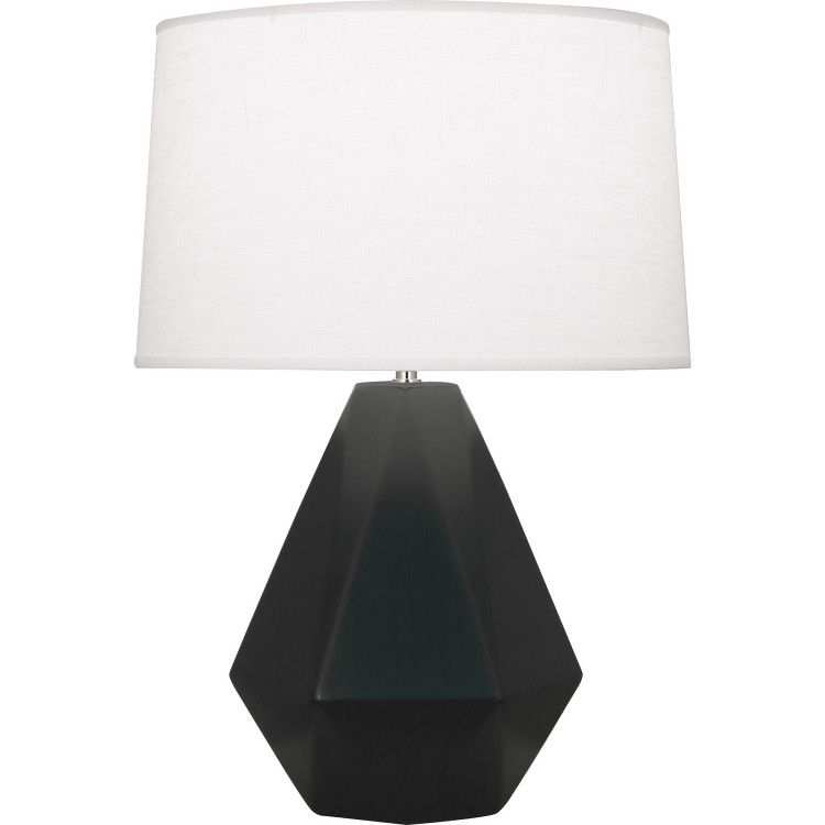 Robert Abbey - MOS97 - One Light Table Lamp - Delta - Matte Obsidian Glazed Ceramic w/Polished Nickel