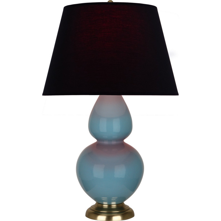 Robert Abbey - OB20K - One Light Table Lamp - Double Gourd - Steel Blue Glazed Ceramic w/Antique Natural Brass