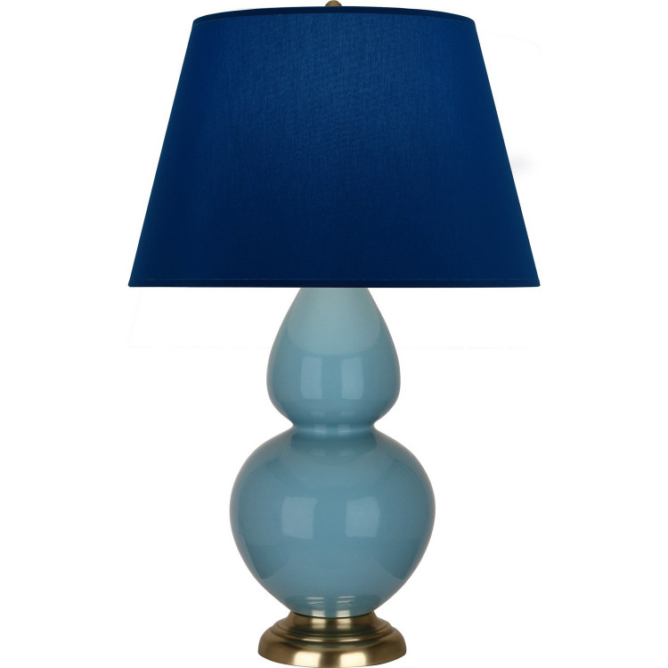 Robert Abbey - OB20N - One Light Table Lamp - Double Gourd - Steel Blue Glazed Ceramic w/Antique Natural Brass