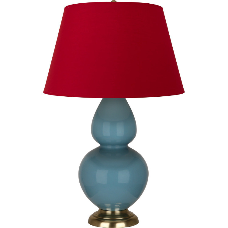 Robert Abbey - OB20R - One Light Table Lamp - Double Gourd - Steel Blue Glazed Ceramic w/Antique Natural Brass