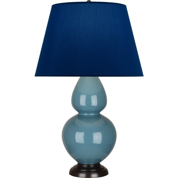 Robert Abbey - OB21N - One Light Table Lamp - Double Gourd - Steel Blue Glazed Ceramic w/Deep Patina Bronze