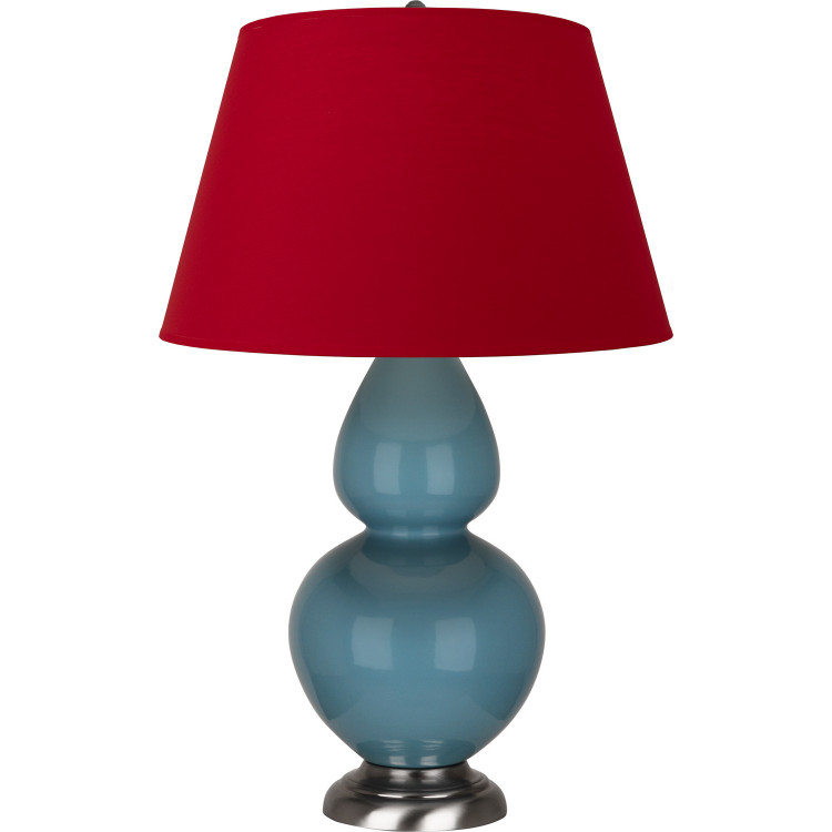 Robert Abbey - OB22R - One Light Table Lamp - Double Gourd - Steel Blue Glazed Ceramic w/Antique Silver