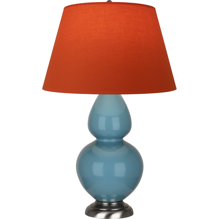 Robert Abbey - OB22T - One Light Table Lamp - Double Gourd - Steel Blue Glazed Ceramic w/Antique Silver