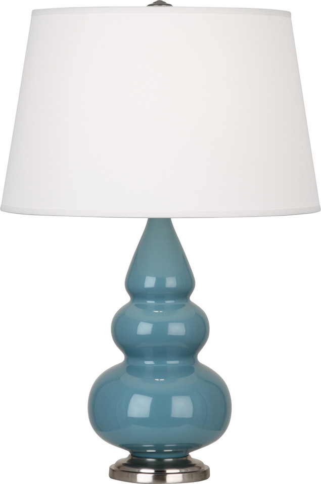 Robert Abbey - OB32X - One Light Accent Lamp - Small Triple Gourd - Steel Blue Glazed Ceramic w/Antique Silver