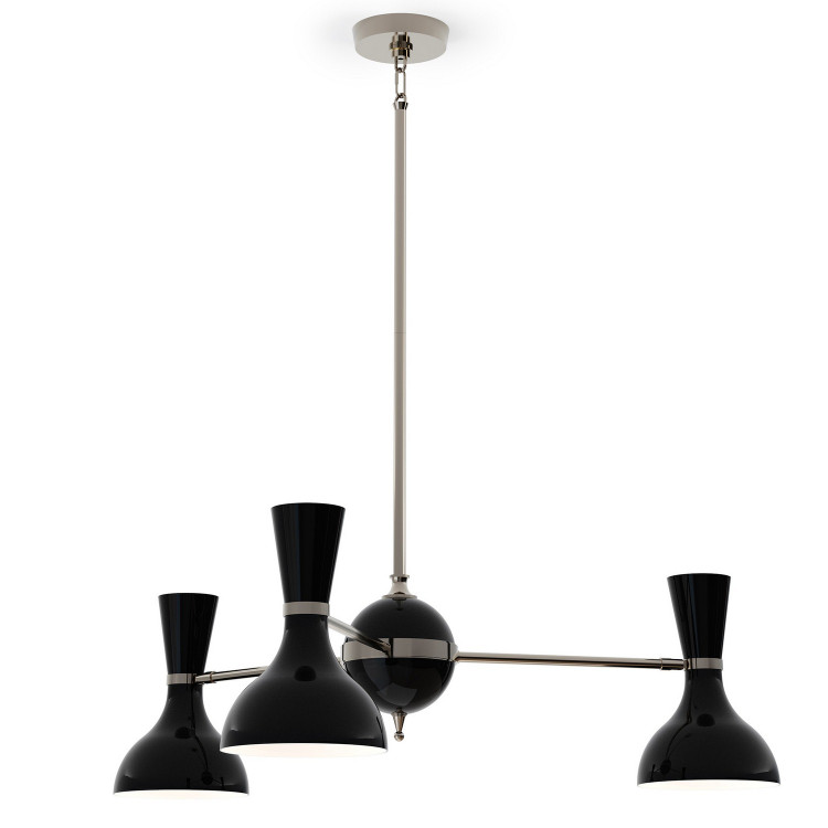 Robert Abbey - OS04OS - Three Light Chandelier - Clare - Polished Nickel w/Obsidian Painted
