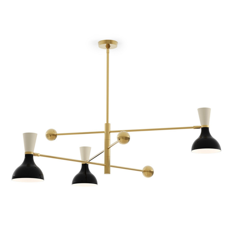 Robert Abbey - OS10BN - Three Light Pendant - Clare - Modern Brass w/Obsidian Bone Painted