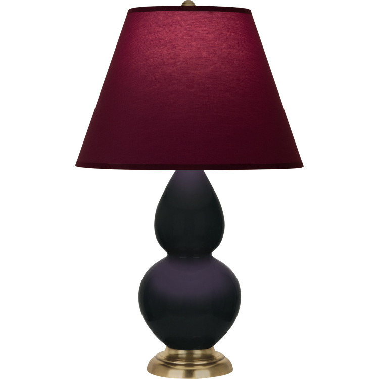 Robert Abbey - OS10P - One Light Accent Lamp - Small Double Gourd - Obsidian Glazed Ceramic w/Antique Natural Brass