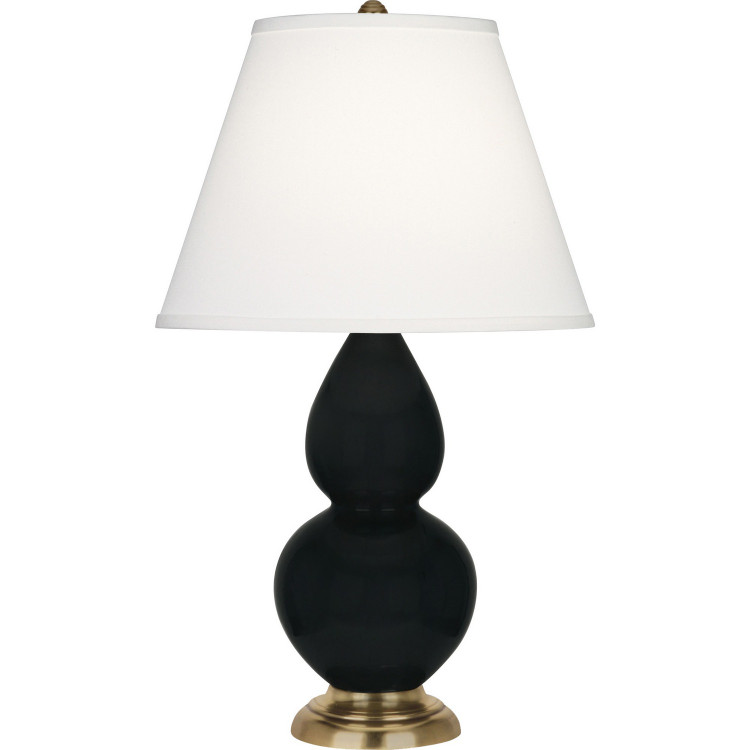 Robert Abbey - OS10X - One Light Accent Lamp - Small Double Gourd - Obsidian Glazed Ceramic w/Antique Natural Brass