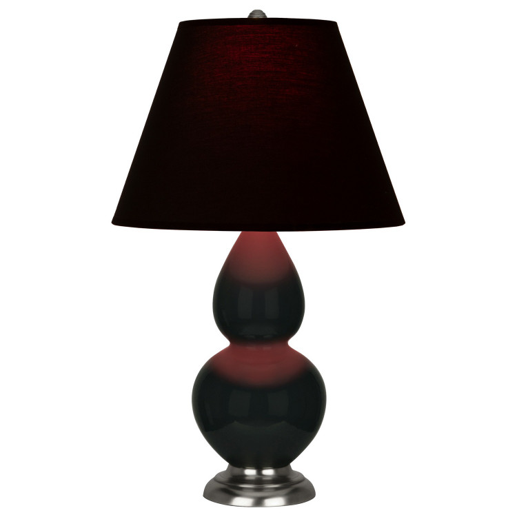 Robert Abbey - OS12K - One Light Accent Lamp - Small Double Gourd - Obsidian Glazed Ceramic w/Antique Silver