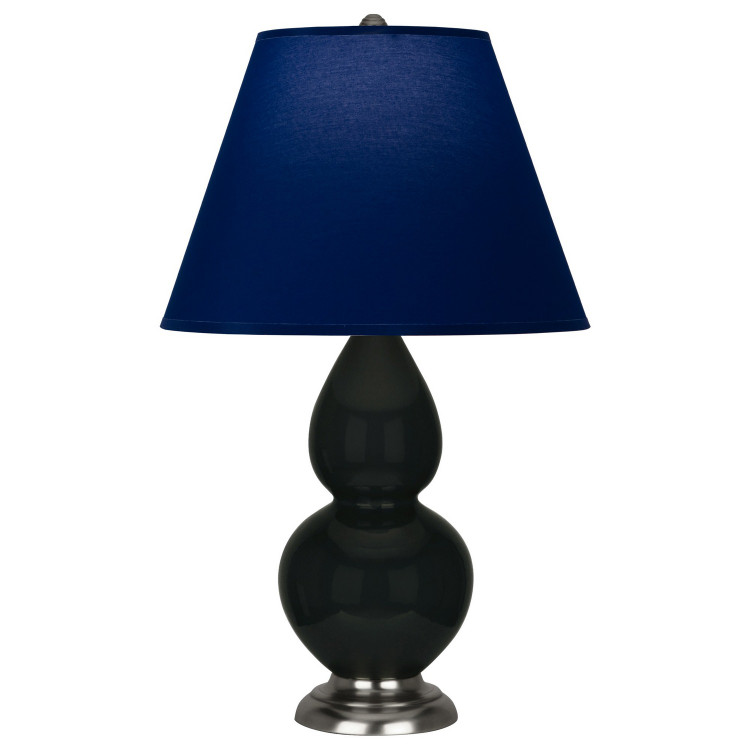 Robert Abbey - OS12N - One Light Accent Lamp - Small Double Gourd - Obsidian Glazed Ceramic w/Antique Silver