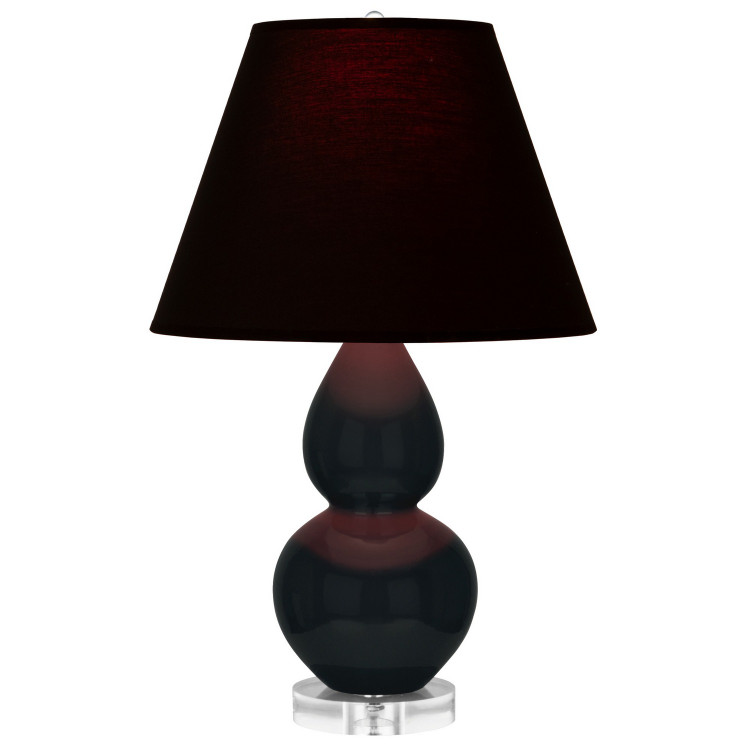 Robert Abbey - OS13K - One Light Accent Lamp - Small Double Gourd - Obsidian Glazed Ceramic w/Lucite