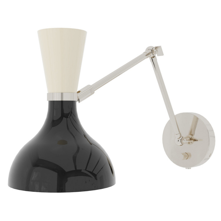 Robert Abbey - OS19BN - One Light Wall Sconce - Clare - Polished Nickel w/Obsidian Bone Painted