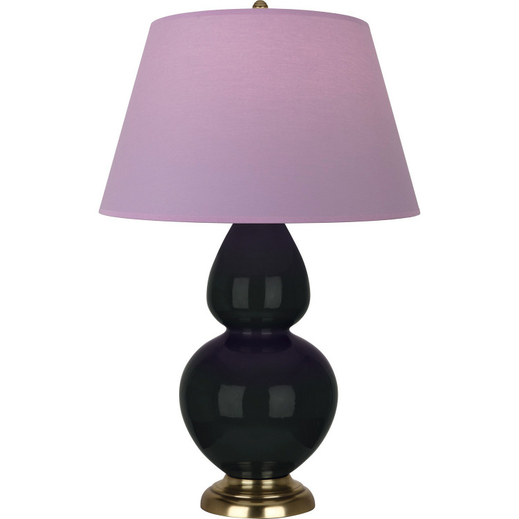 Robert Abbey - OS20L - One Light Table Lamp - Double Gourd - Obsidian Glazed Ceramic w/Antique Natural Brass
