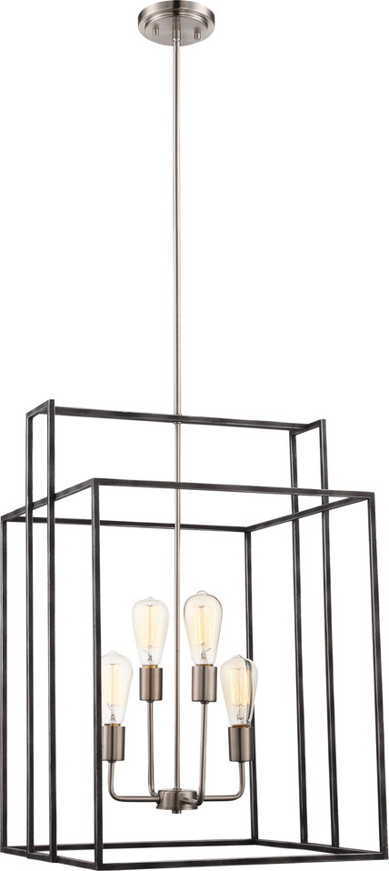 Nuvo Lighting - 60-5858 - Four Light Pendant - Lake - Iron Black / Brushed Nickel Accents
