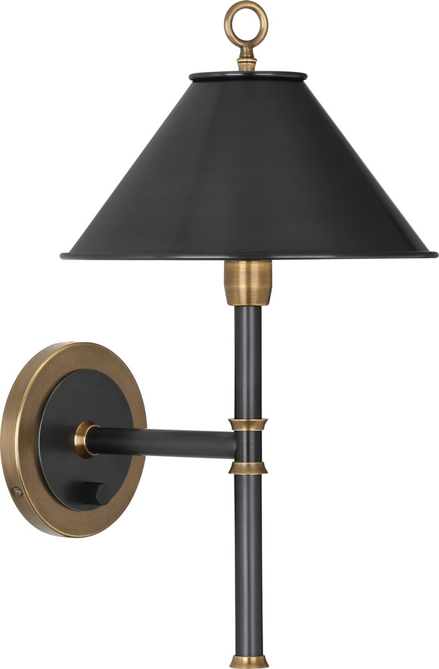 Robert Abbey - 646 - One Light Wall Sconce - Aaron - Deep Patina Bronze w/ Warm Brass