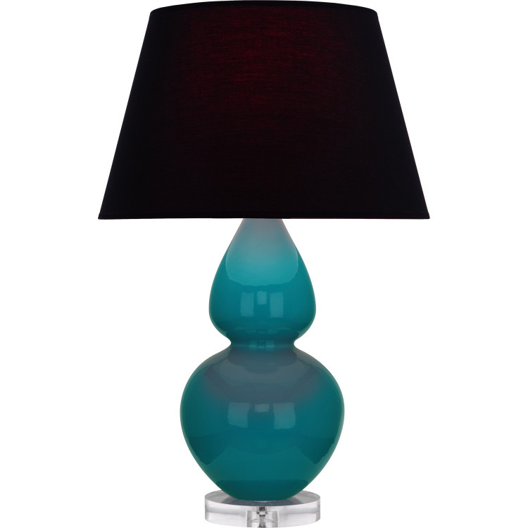 Robert Abbey - A753K - One Light Table Lamp - Double Gourd - Peacock Glazed Ceramic w/Lucite