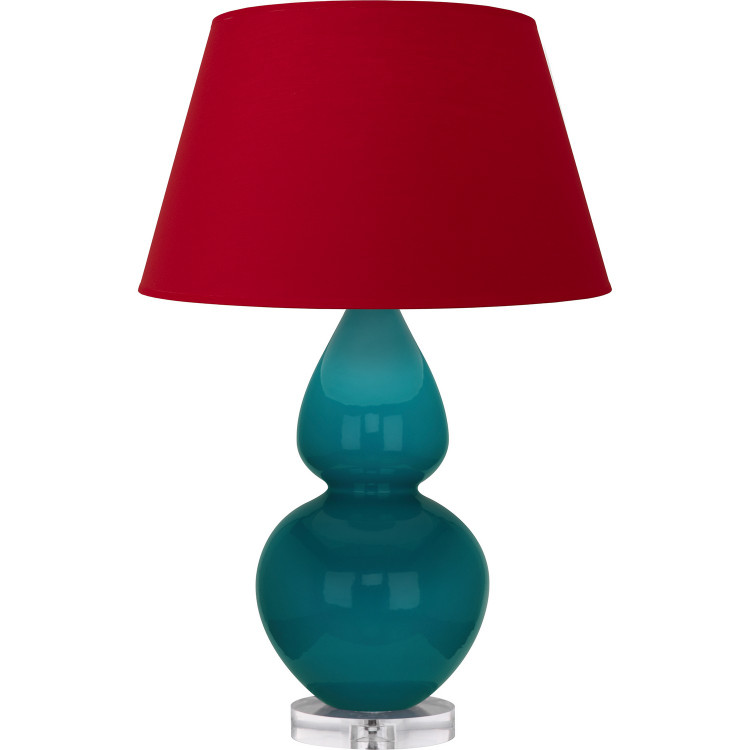 Robert Abbey - A753R - One Light Table Lamp - Double Gourd - Peacock Glazed Ceramic w/Lucite