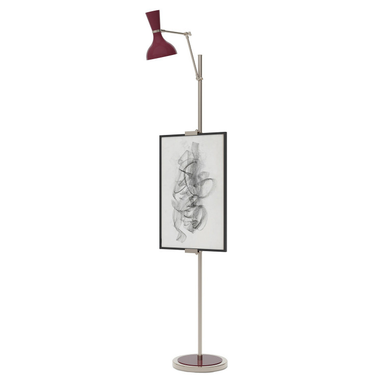 Robert Abbey - SM17SM - One Light Floor Easel - Clare - Polished Nickel w/Sugar Plum Painted