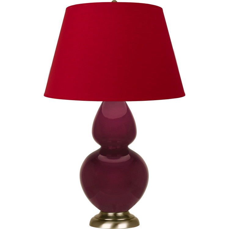Robert Abbey - SM20R - One Light Table Lamp - Double Gourd - Sugar Plum Glazed Ceramic w/Antique Natural Brass