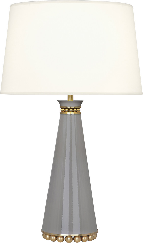 Robert Abbey - ST44X - One Light Table Lamp - Pearl - Smokey Taupe Lacquered Paint Modern Brass