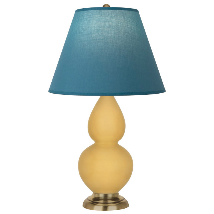 Robert Abbey - SU10B - One Light Accent Lamp - Small Double Gourd - Sunset Yellow Glazed Ceramic w/Antique Natural Brass