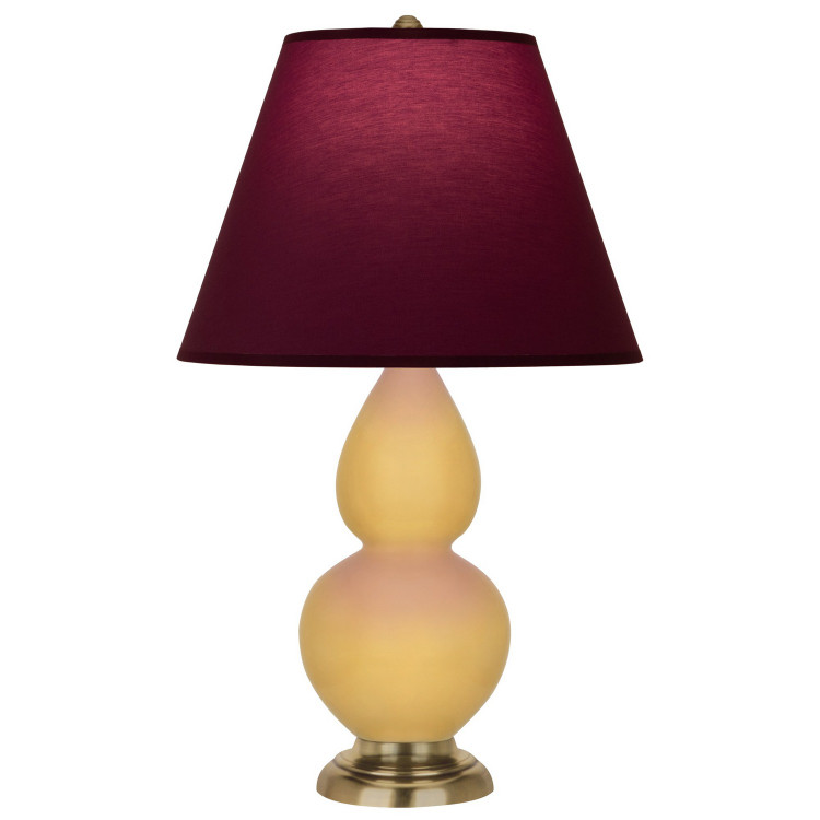 Robert Abbey - SU10P - One Light Accent Lamp - Small Double Gourd - Sunset Yellow Glazed Ceramic w/Antique Natural Brass