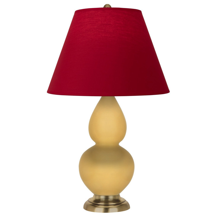 Robert Abbey - SU10R - One Light Accent Lamp - Small Double Gourd - Sunset Yellow Glazed Ceramic w/Antique Natural Brass