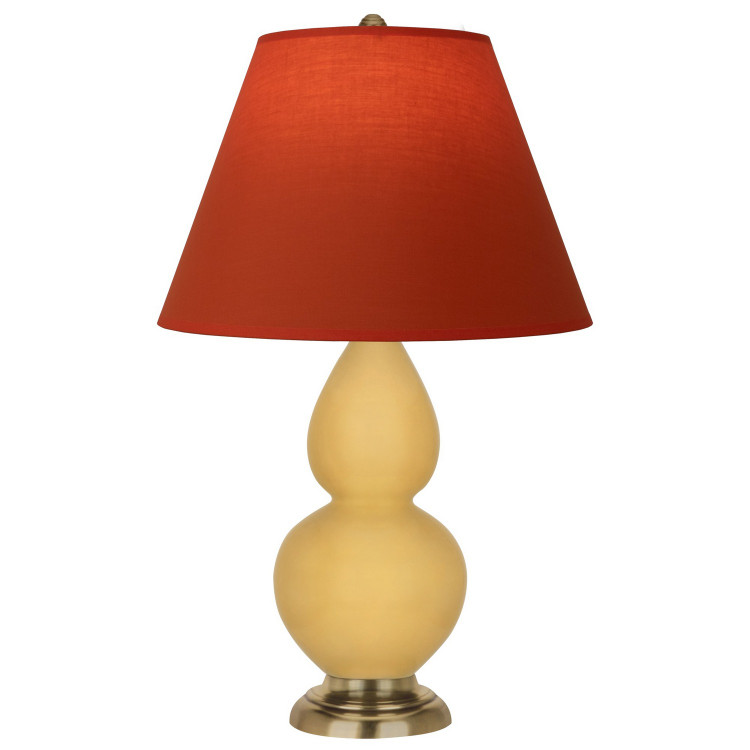 Robert Abbey - SU10T - One Light Accent Lamp - Small Double Gourd - Sunset Yellow Glazed Ceramic w/Antique Natural Brass