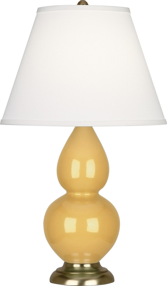 Robert Abbey - SU10X - One Light Accent Lamp - Small Double Gourd - Sunset Yellow Glazed Ceramic w/Antique Natural Brass