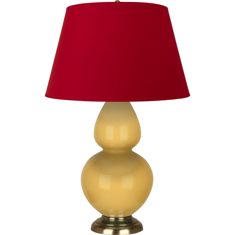 Robert Abbey - SU20R - One Light Table Lamp - Double Gourd - Sunset Yellow Glazed Ceramic w/Antique Natural Brass